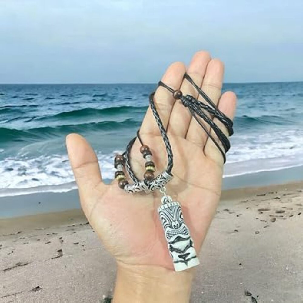 Hawaiian Tiki Pendant Necklace for‎ Men or Women Polynesian Beach Surfer Jewelry